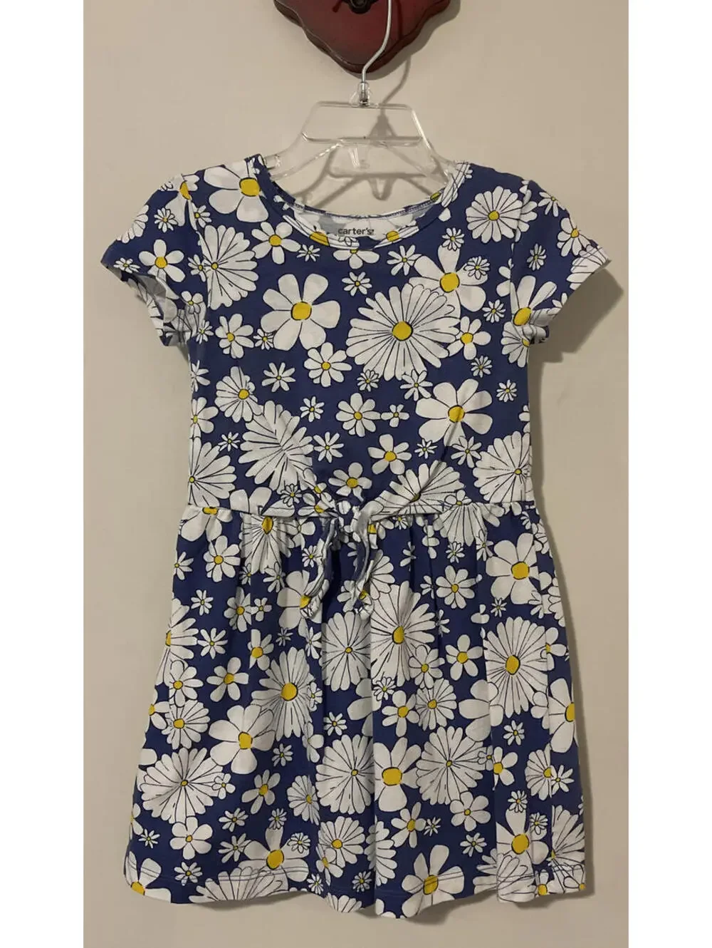 Carters Girls 3t Blue Floral Crewneck Short-Sleeved Cotton Dress! A6270